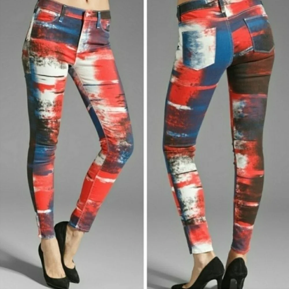Hudson Abstract Flag Nico 10th Anniversary Print Skinny Jean 25